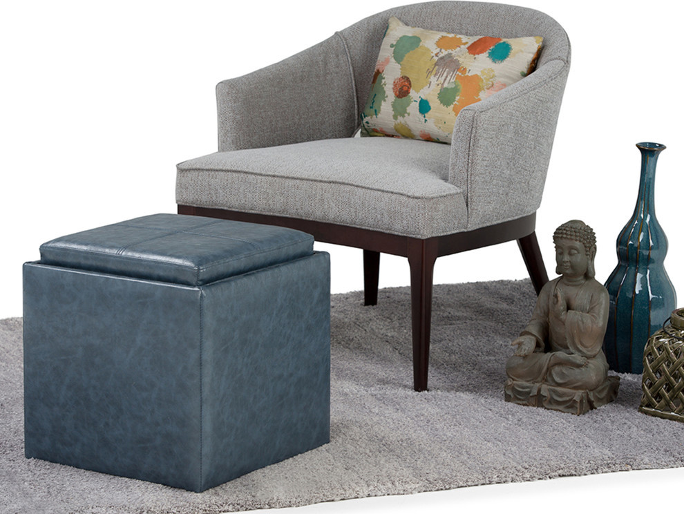 Rockwood Cube Storage Ottoman with Tray   Contemporary   Footstools And Ottomans   by Homesquare  Houzz