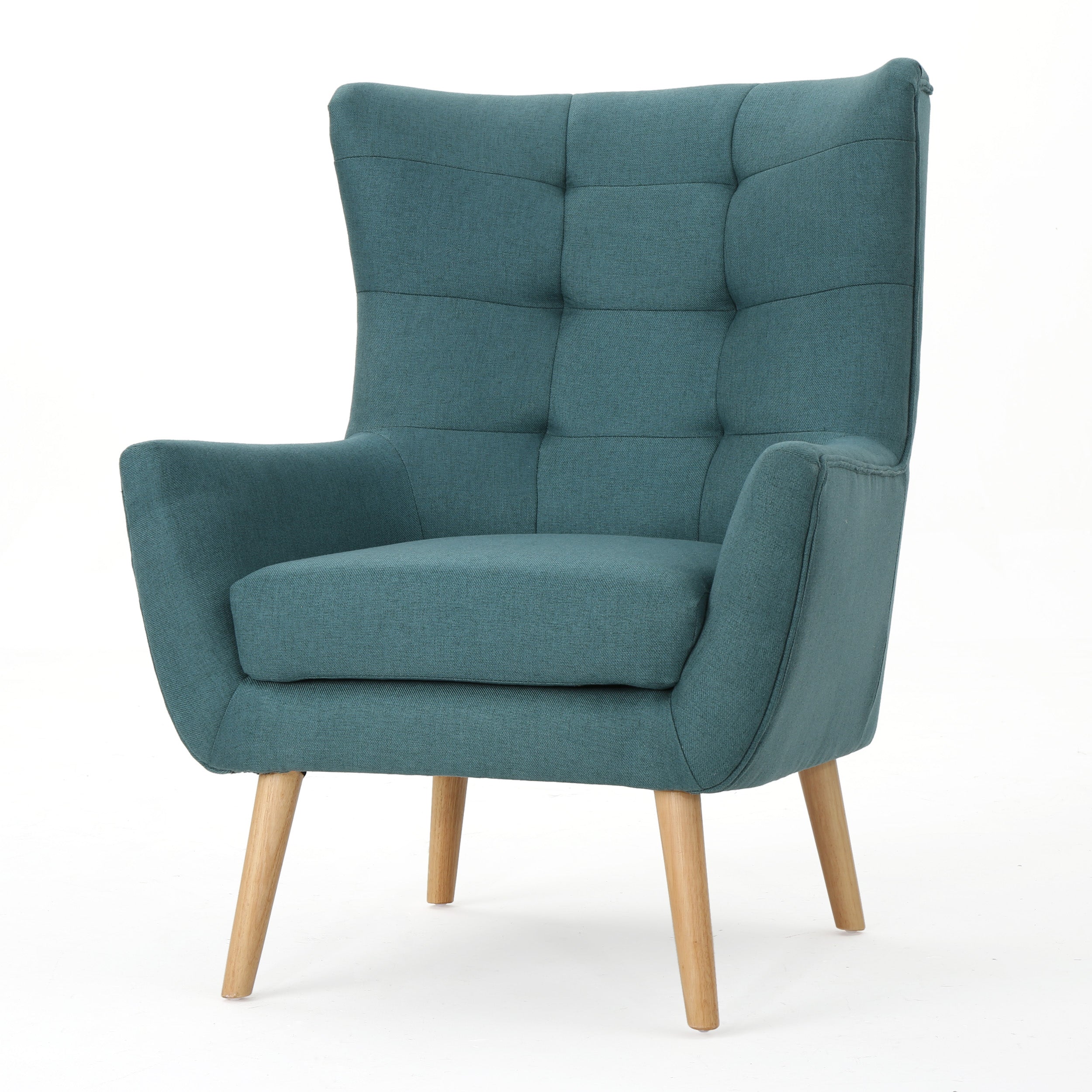 Temescal Mid Century Modern Dark Teal Fabric Accent Chair