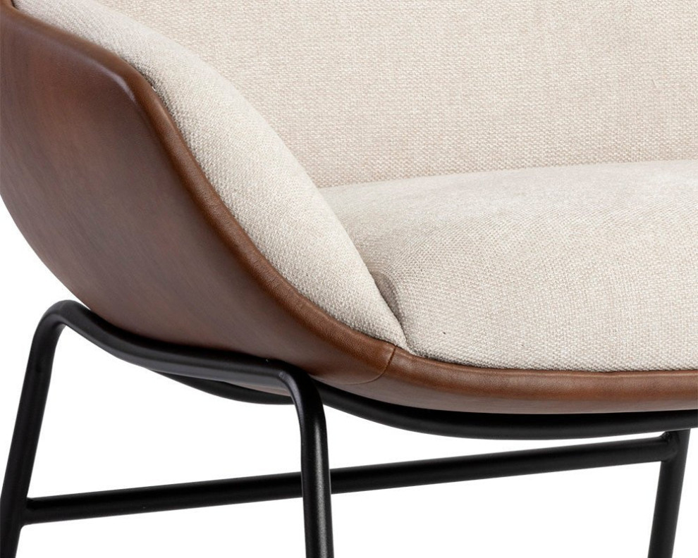 Berne Lounge Chair  Belfast Oatmeal/Bravo Cognac   Midcentury   Armchairs And Accent Chairs   by Peachtree Fine Furniture  Houzz