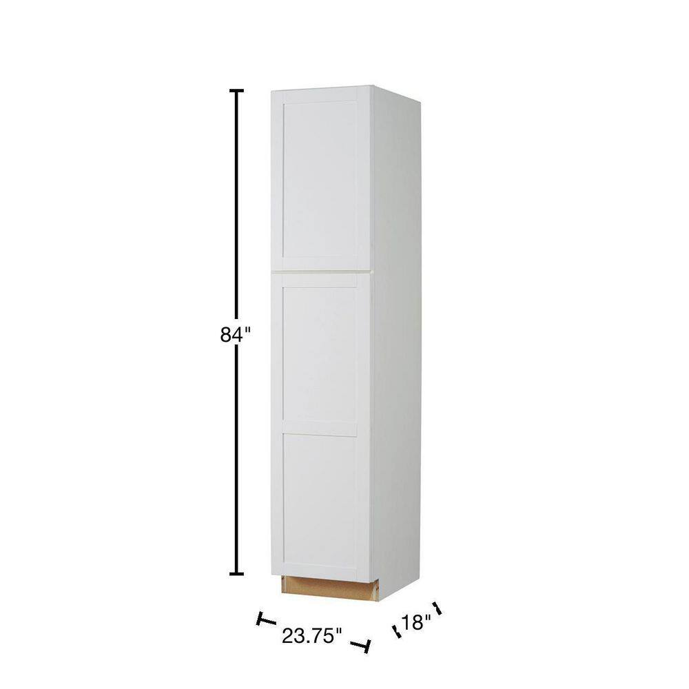 Hampton Bay Westfield Feather White Shaker Stock Assembled Pantry Cabinet (18 in. W x 23.75 in. D x 84 in. H) F11U18R