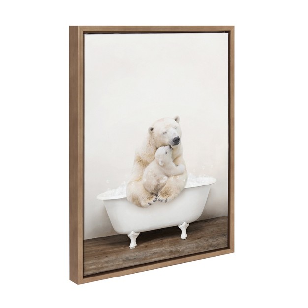 X 24 quot Sylvie Mother Baby Polar Bear Tub Framed Canvas By Amy Peterson Gold Kate amp Laurel All Things Decor