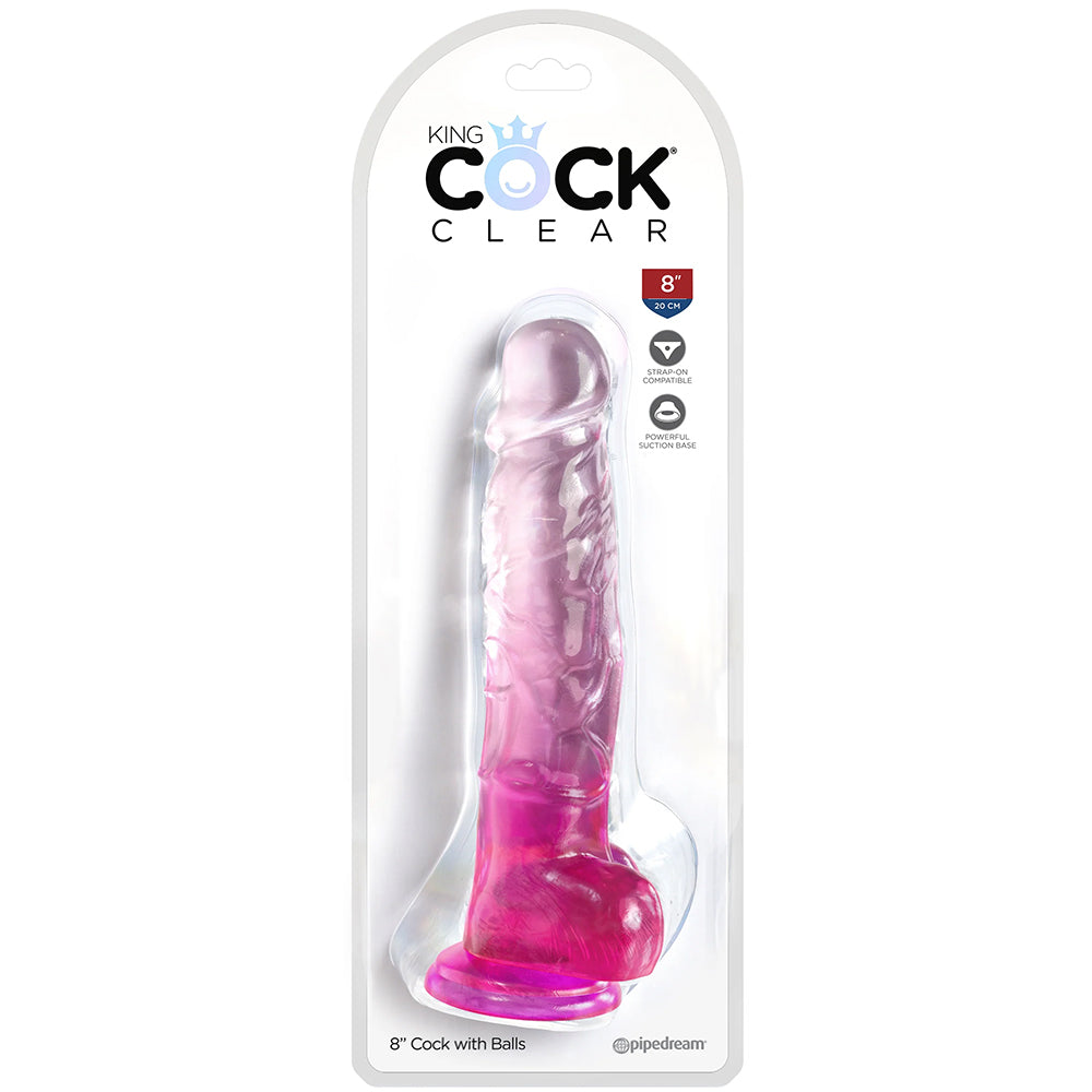 King Cock 8 Inch Ballsy Dildo in Pink