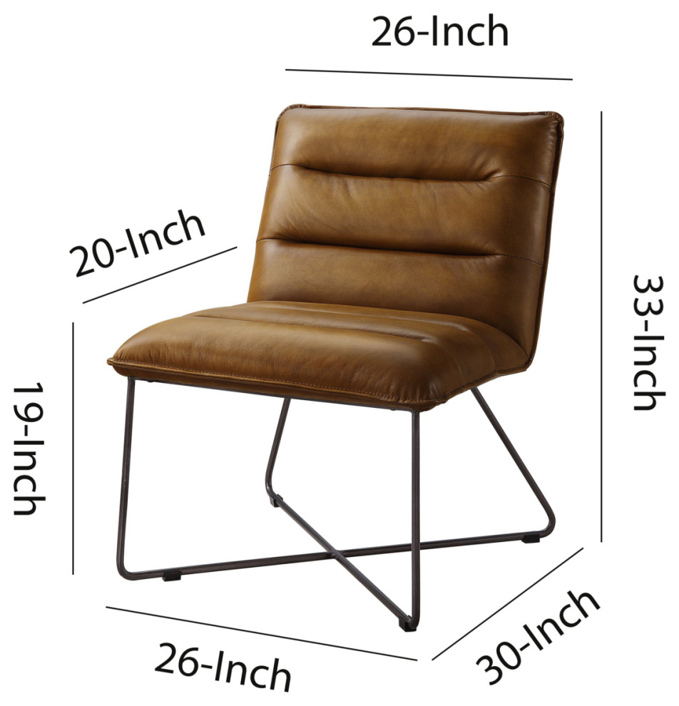 Horizontal Tufted Accent Chair With Sled Base And X Shaped Support Brown   Industrial   Armchairs And Accent Chairs   by Uber Bazaar  Houzz