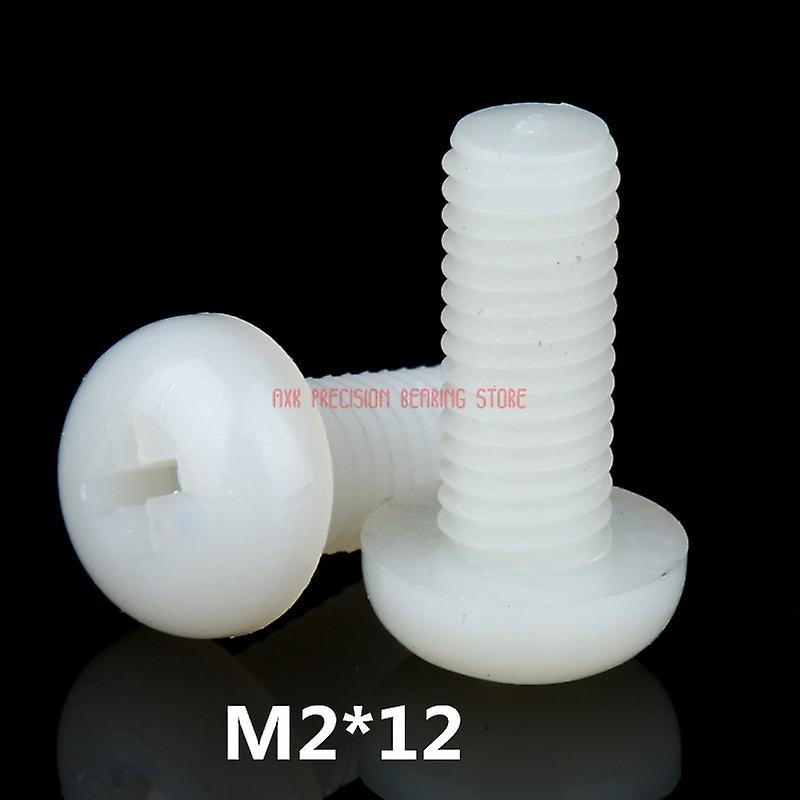 Wood Screws 100pieces Din7985 M2 X 12 White Plastic Nylon Pan Head Phillips Screw Cross Recessed Raised Cheese Screws M2*12