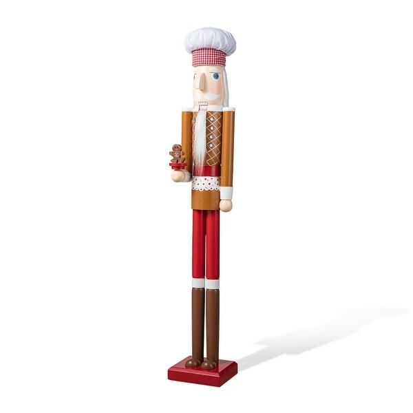 Glitzhome 42H Wooden Christmas Gingerbread Chef Nutcracker