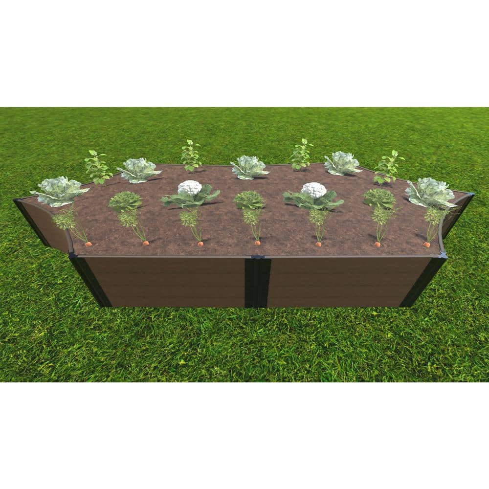 Frame It All 6 ft. x 16 in. x 22 in. Uptown Brown Composite 'Silver Salver Scalloped Raised Garden Bed - 1 in. Profile 800004068