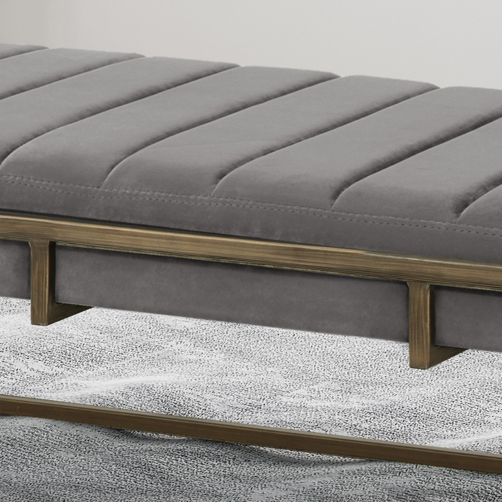 GDF Studio Vassy Modern Velvet Ottoman Bench   Transitional   Footstools And Ottomans   by GDFStudio  Houzz