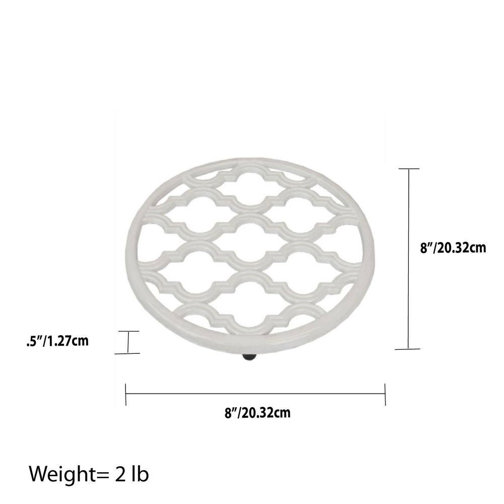 Home Basics Lattice Collection Cast Iron White Trivet (Set of 2) HDC65384-2Pack