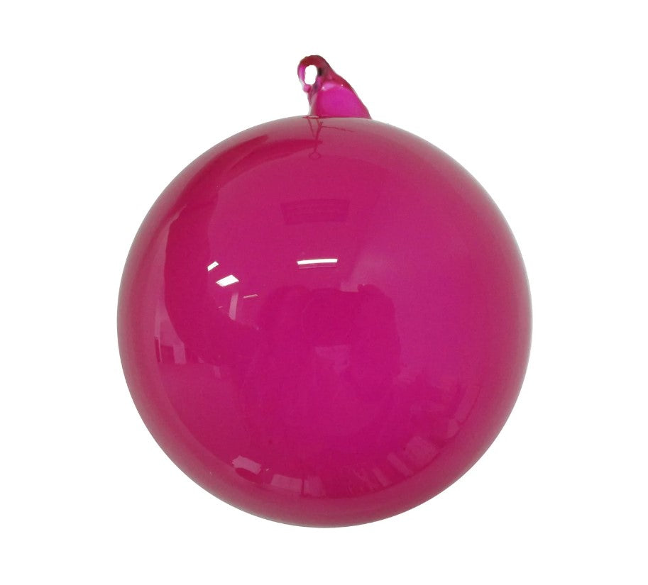 3 Fuchsia Bubblegum Glass Ornament Box Of 6