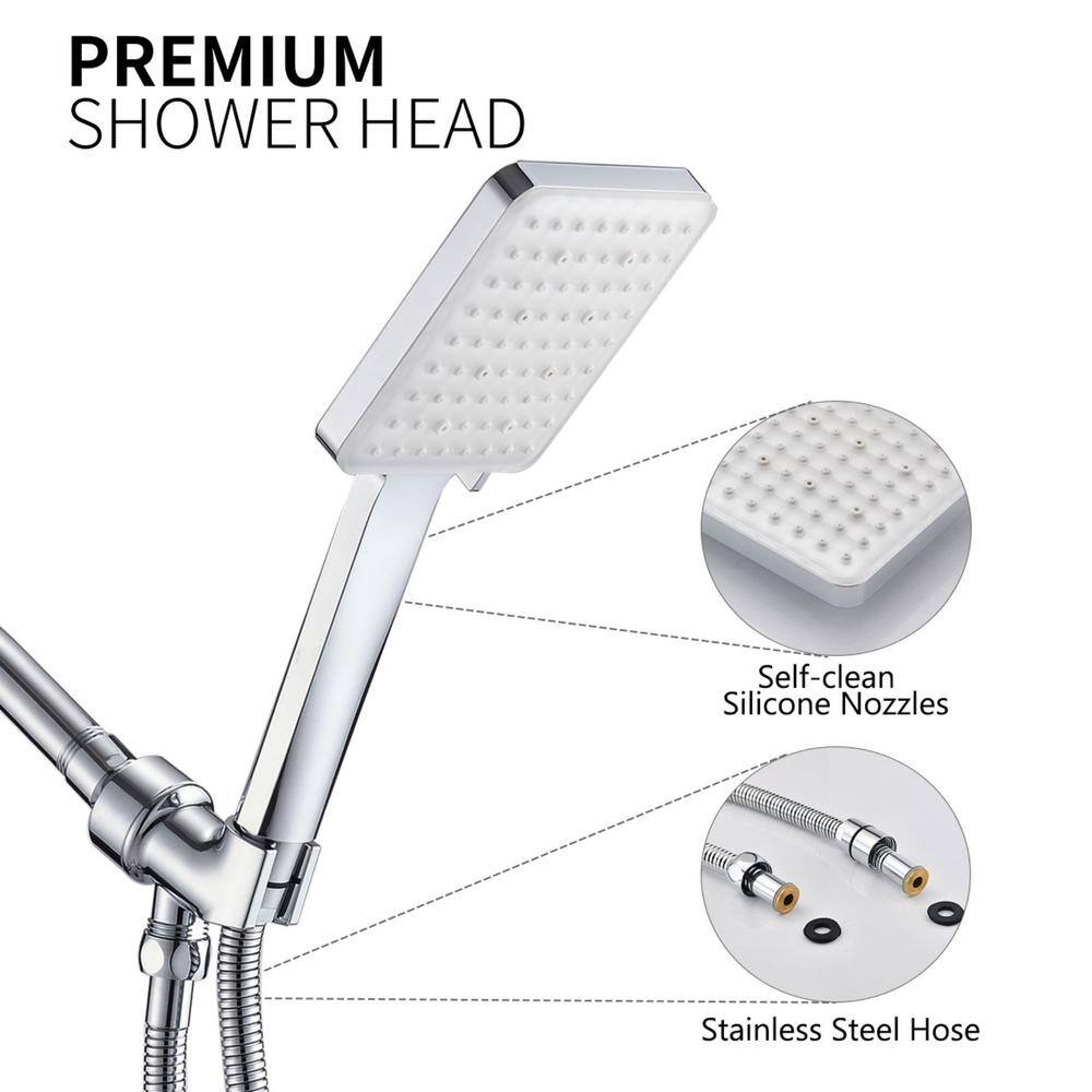 Aurora Decor ACA 6-Spray Patterns with 1.8 GPM 4 in. Wall Mount Handheld Shower Head in Chrome SFSLHD2B06CH