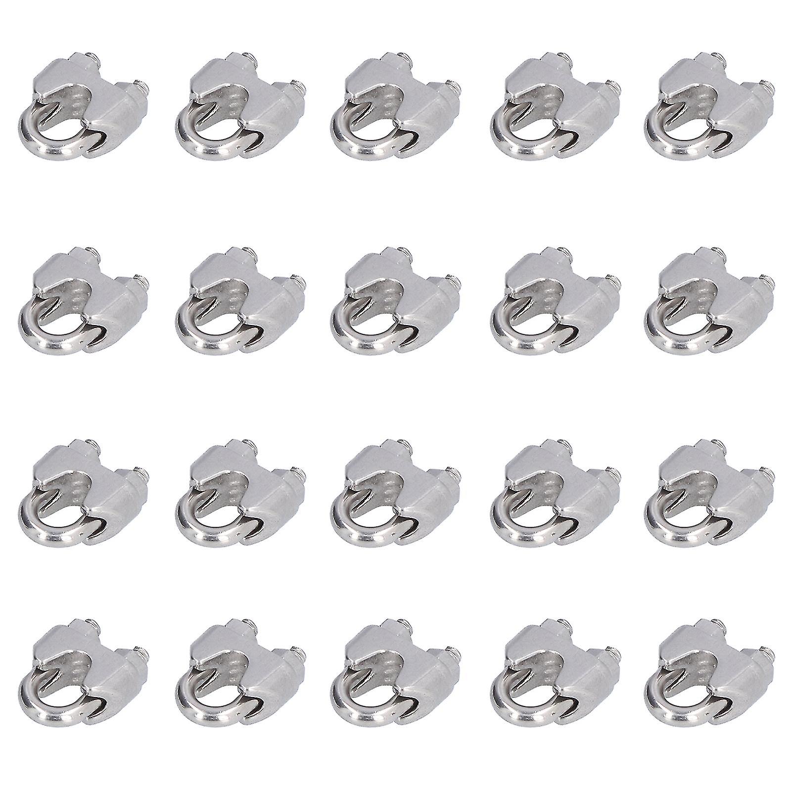 20Pcs Stainless Steel Wire Rope Clamp Hardware Rigging Cable Clip Lock Clamping FastenersM4(4mm)