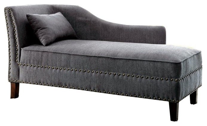 Bowery Hill Modern Fabric Chaise Lounge in Gray   Transitional   Indoor Chaise Lounge Chairs   by Homesquare  Houzz