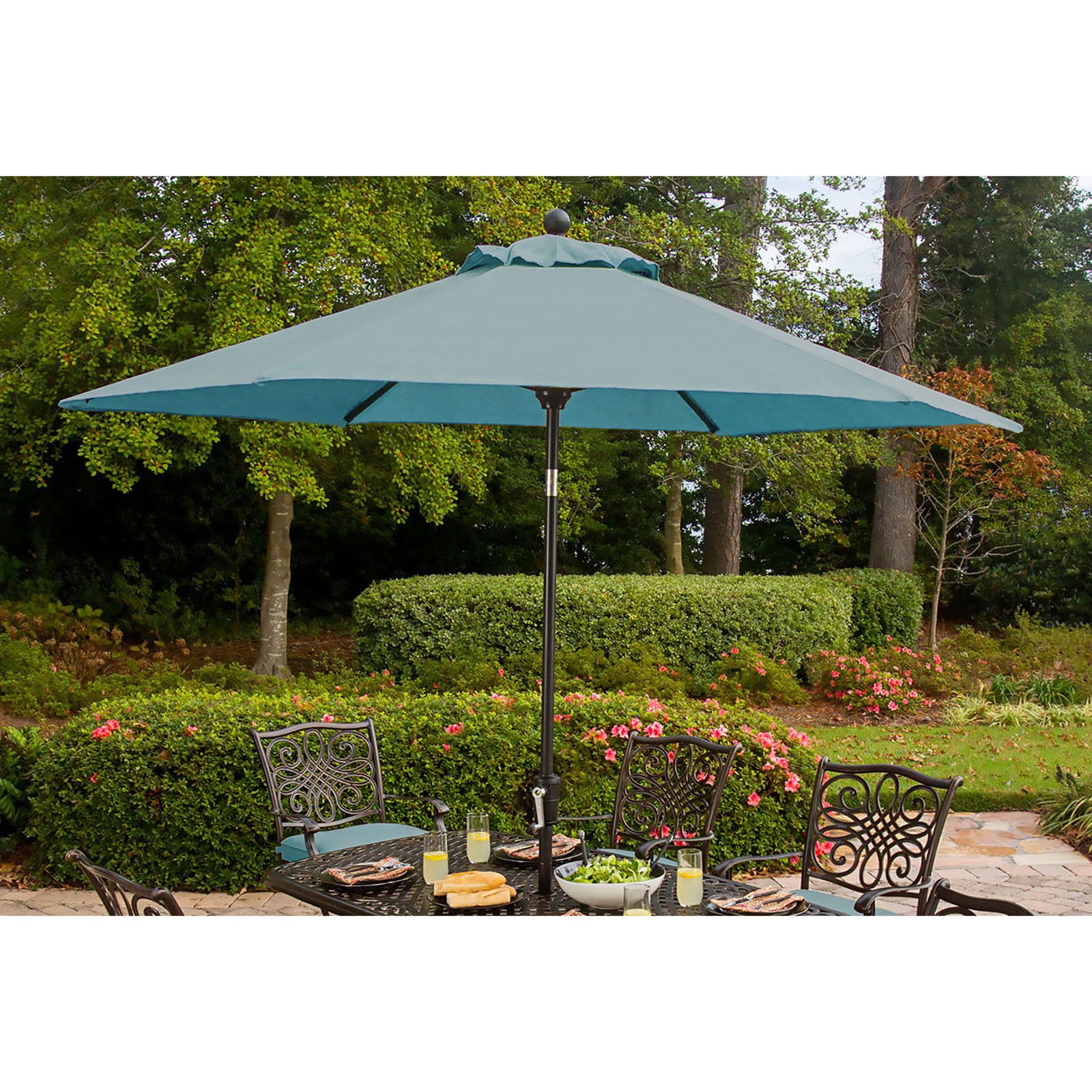 Hanover Outdoor Table Umbrella for the Traditions Dining Collection, Ocean Blue