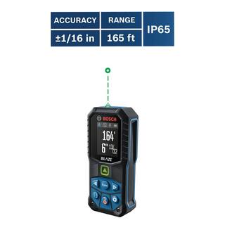 Bosch BLAZE 165 ft. Green Laser Distance Tape Measuring Tool Bluetooth Plus 3.7V Lithium-Ion 1.0 Ah Battery with USB Charging GLM16527CGLMBAT