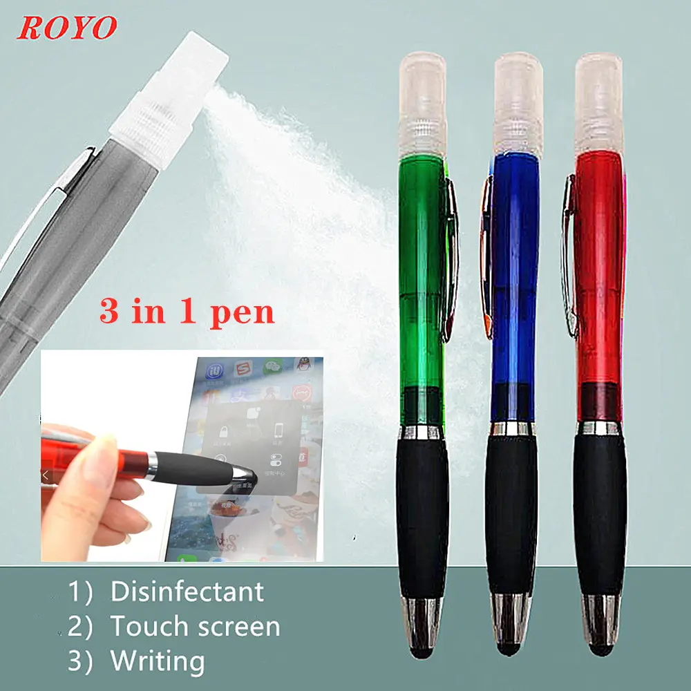 New Promotional Spray Disinfection Ballpoint Pen Touch Stylus Sprayer Perfume Bottle Pen Liquid Hand Soap Mosquito Repellent Pen