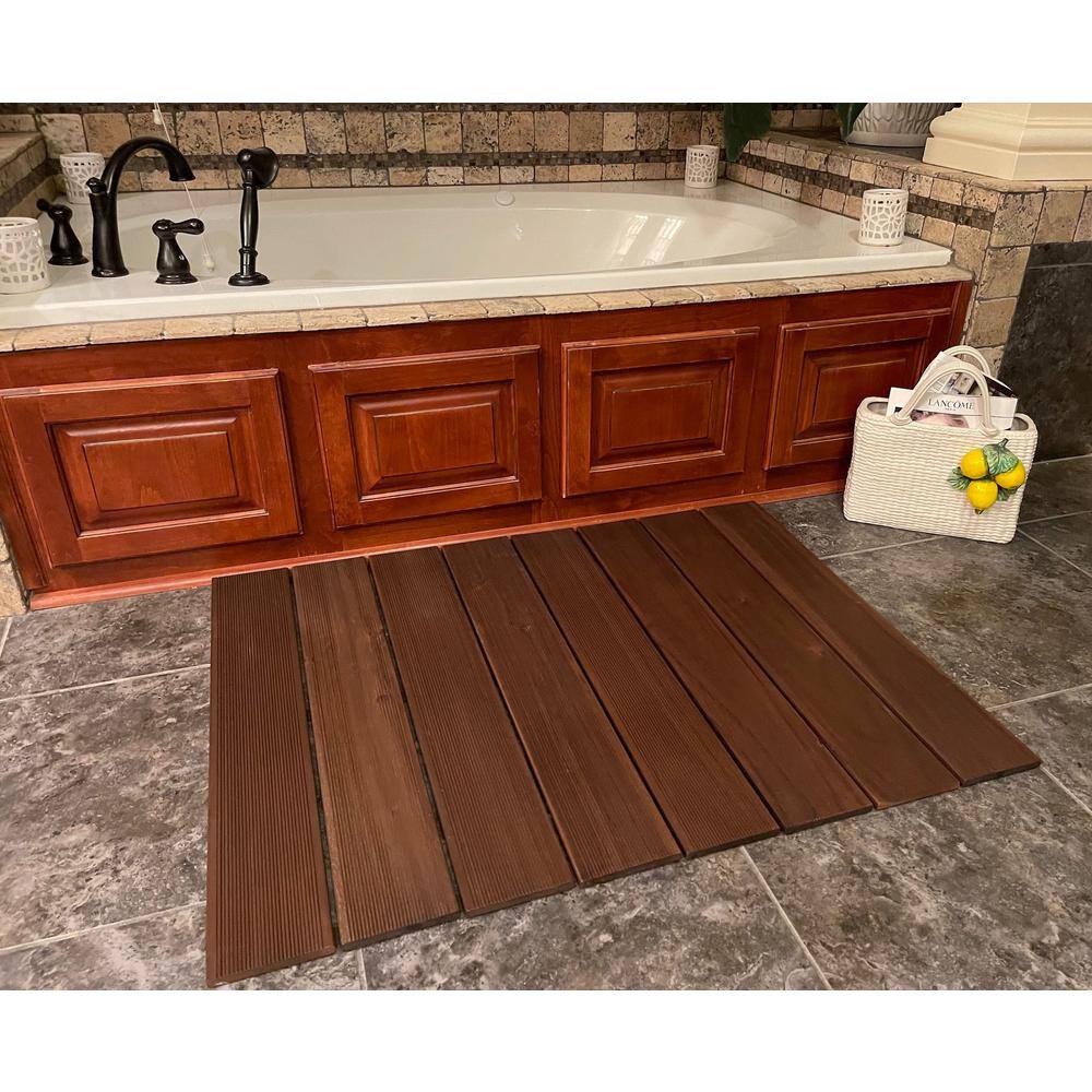 32 in. x 42 in. Bathroom Rugs Non-Slip Thermo Treated Wood Mats RichM801WRug02