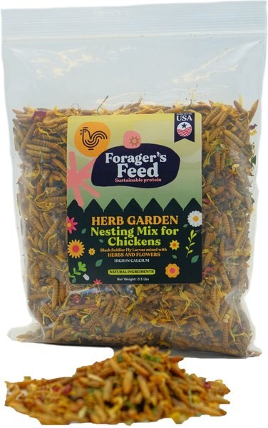 Forager's Feed Herb Garden Nesting Mix BSLF， Herbs and Flowers Poultry Treats