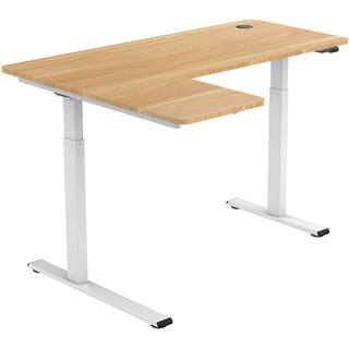 Hanover 55 in. W Tan and White Wood Standing Desk with Adjustable Height HSD0424-NAT