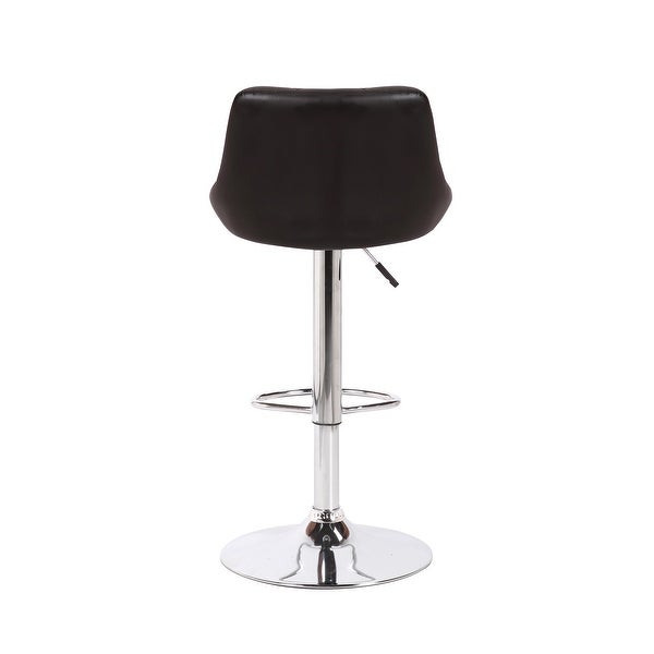 Porthos Home Rea Swivel Adjustable Height Bar Stool， PU Leather， Chrome Base