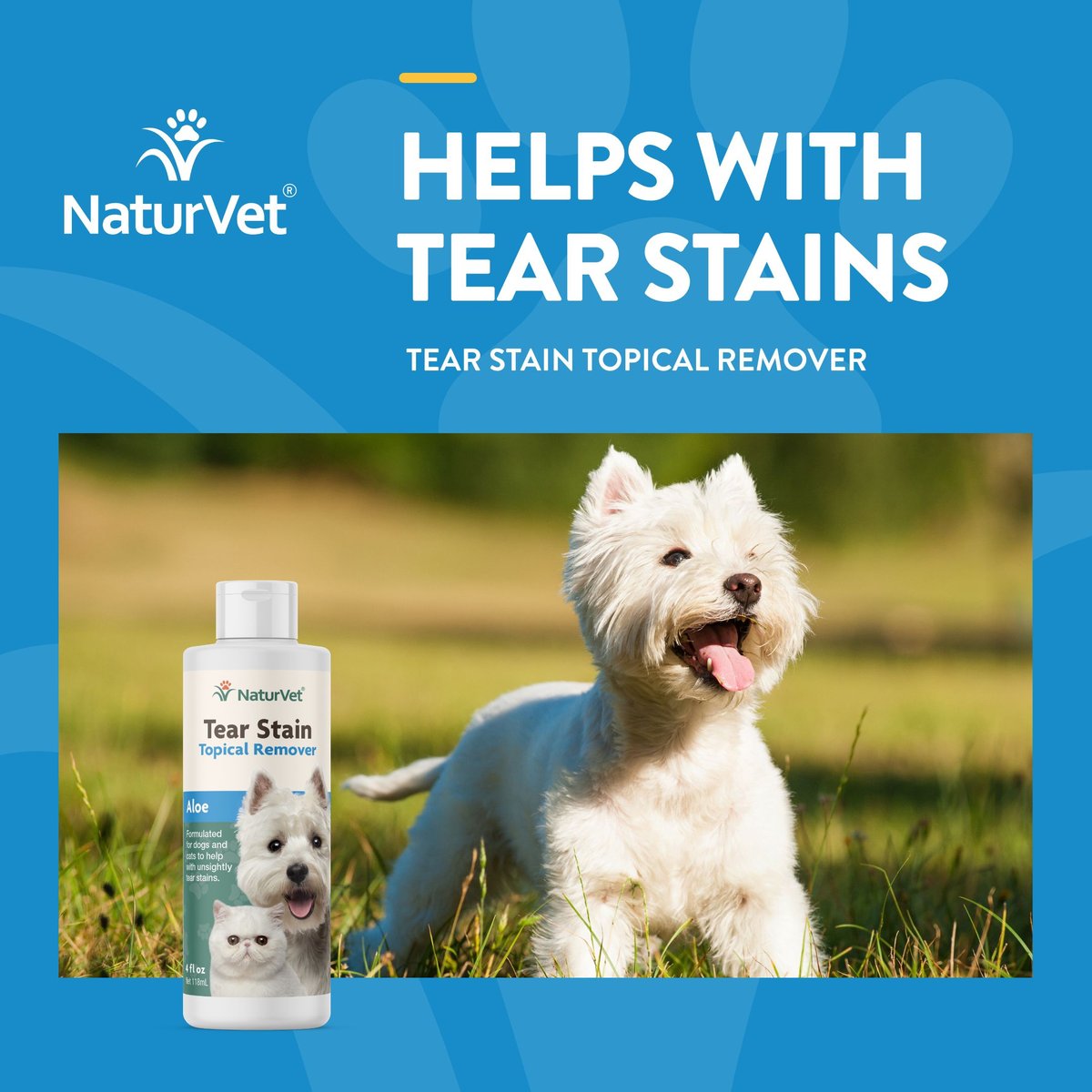 NaturVet Tear Stain Remover + Aloe Dog and Cat Liquid Topical Formula