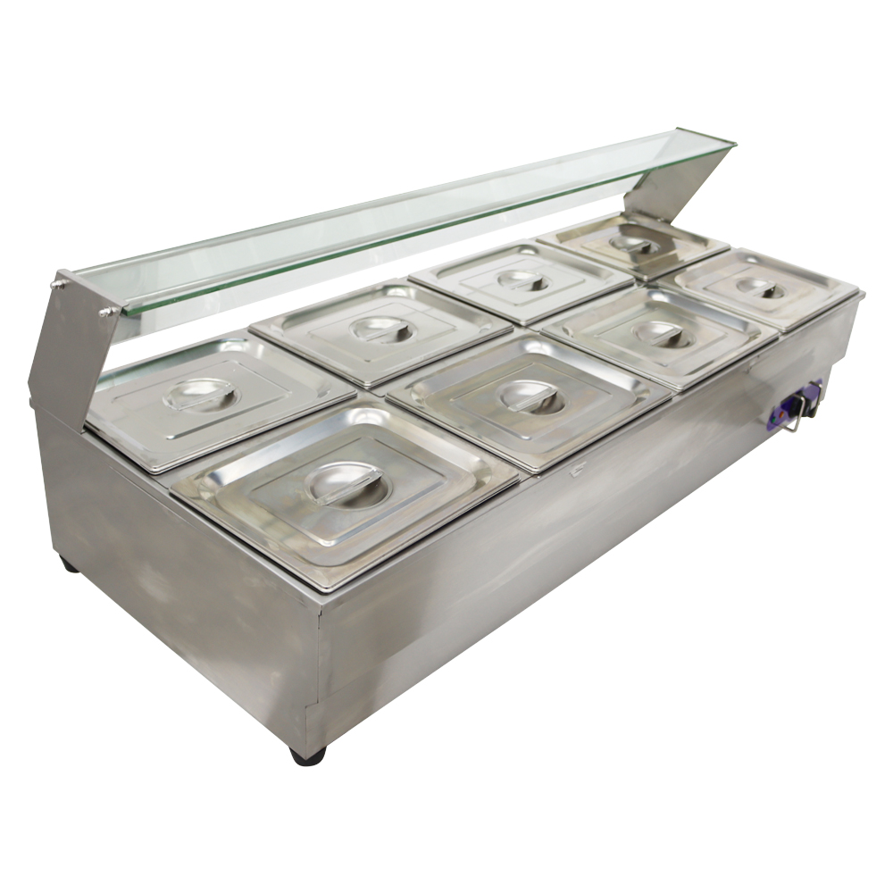 TECHTONGDA Buffet Food Warmer Stainless Steel Bain Marie Buffet Countertop 8 Pan Electric Steam Heater 6