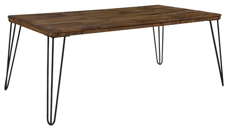 Lexicon Kellson Wood Coffee Table in Rustic Oak and Black   Industrial   Coffee Tables   by Homesquare  Houzz