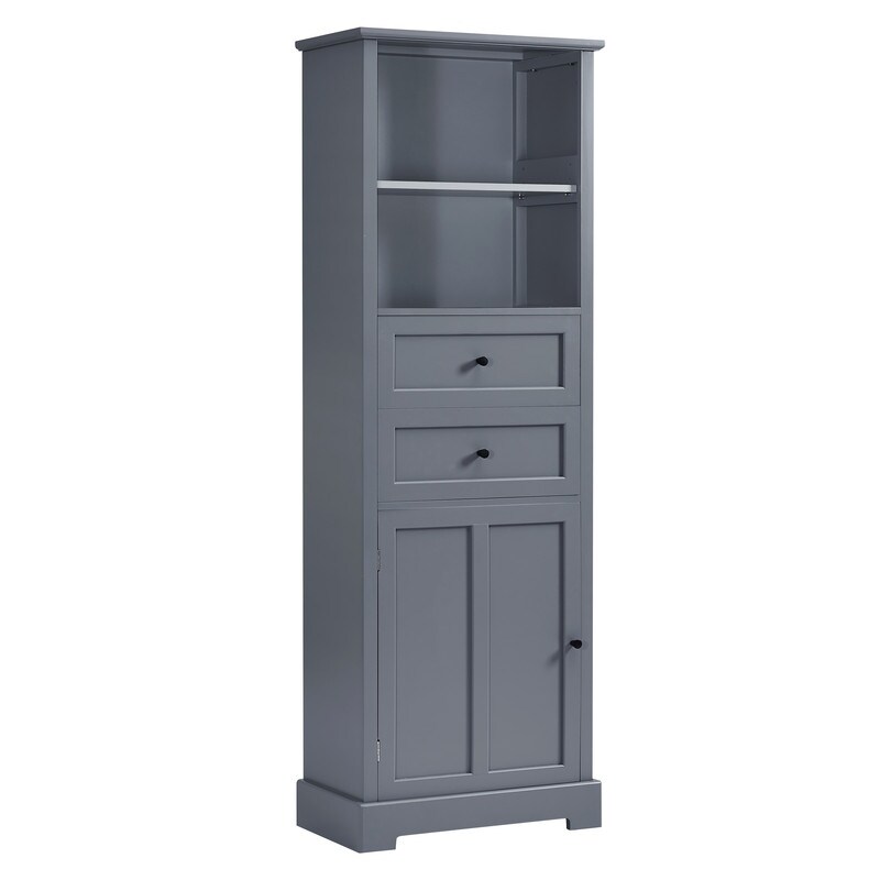 Bathroom Tall Storage Cabinet Two Drawers  Open Storage