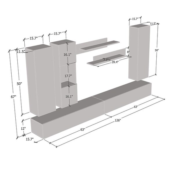 Fly EF5 30TV Wall Mounted Floating Modern Entertainment Center