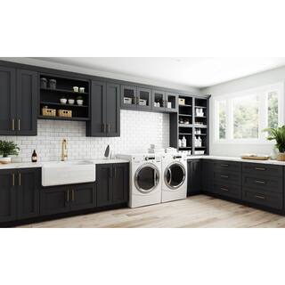 Home Decorators Collection Navarre Onyx Gray Shaker Assembled Plywood 23.8 in. x 34.5 in. x 0.75 in. Stock Matching Base Kitchen Cabinet End Panel MBEP-NDO