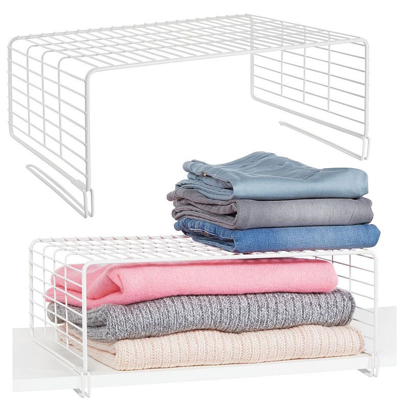 mDesign Metal Wire 2-Tier Closet Shelf Divider and Separator， 2 Pack