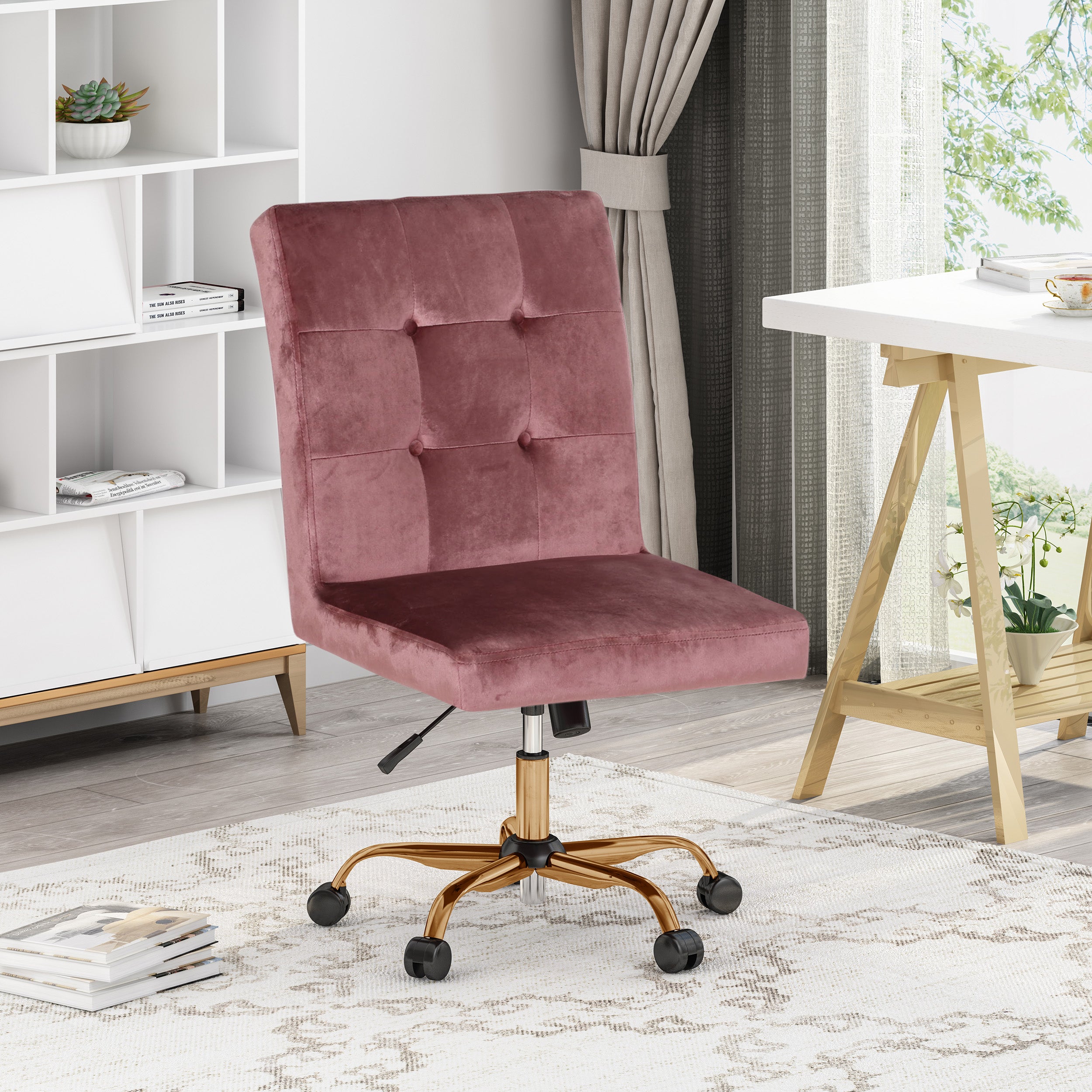 Theodore Glam Tufted Home Office Chair with Swivel Base