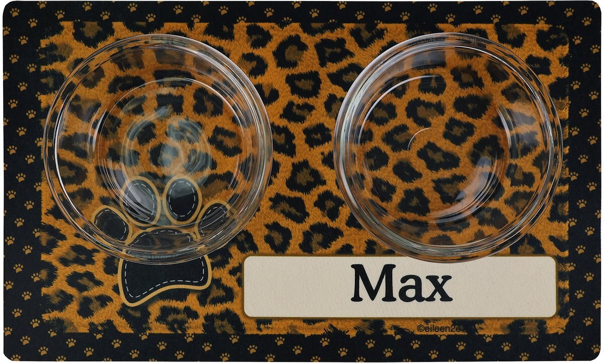 Drymate Leopard Personalized Dog and Cat Placemat， Tan