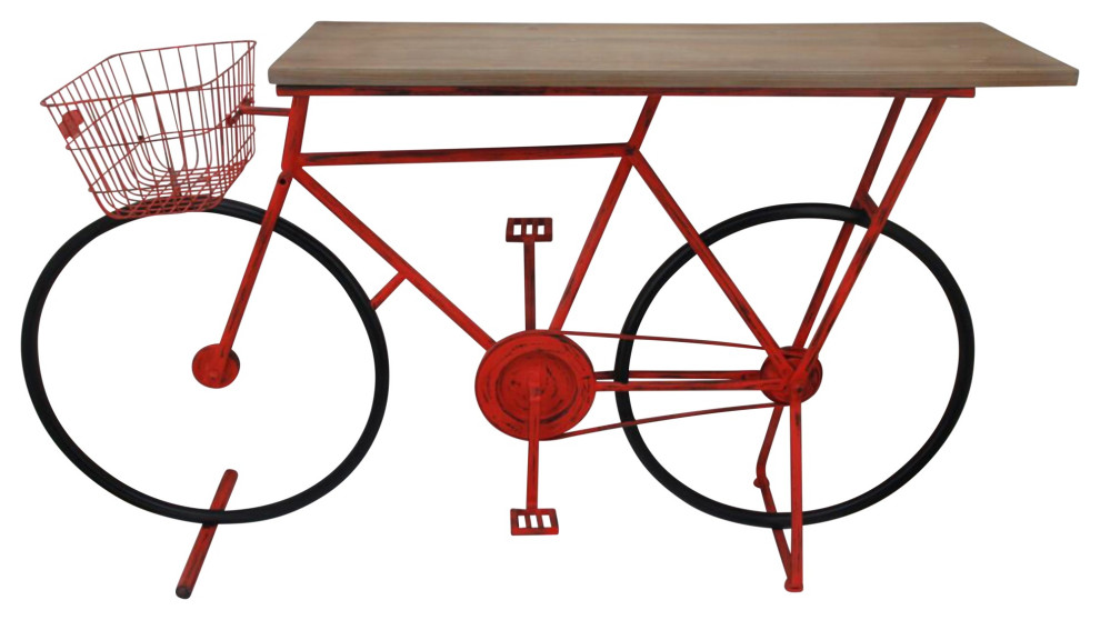 Bicycle Console Table Red   Eclectic   Console Tables   by Sagebrook Home  Houzz