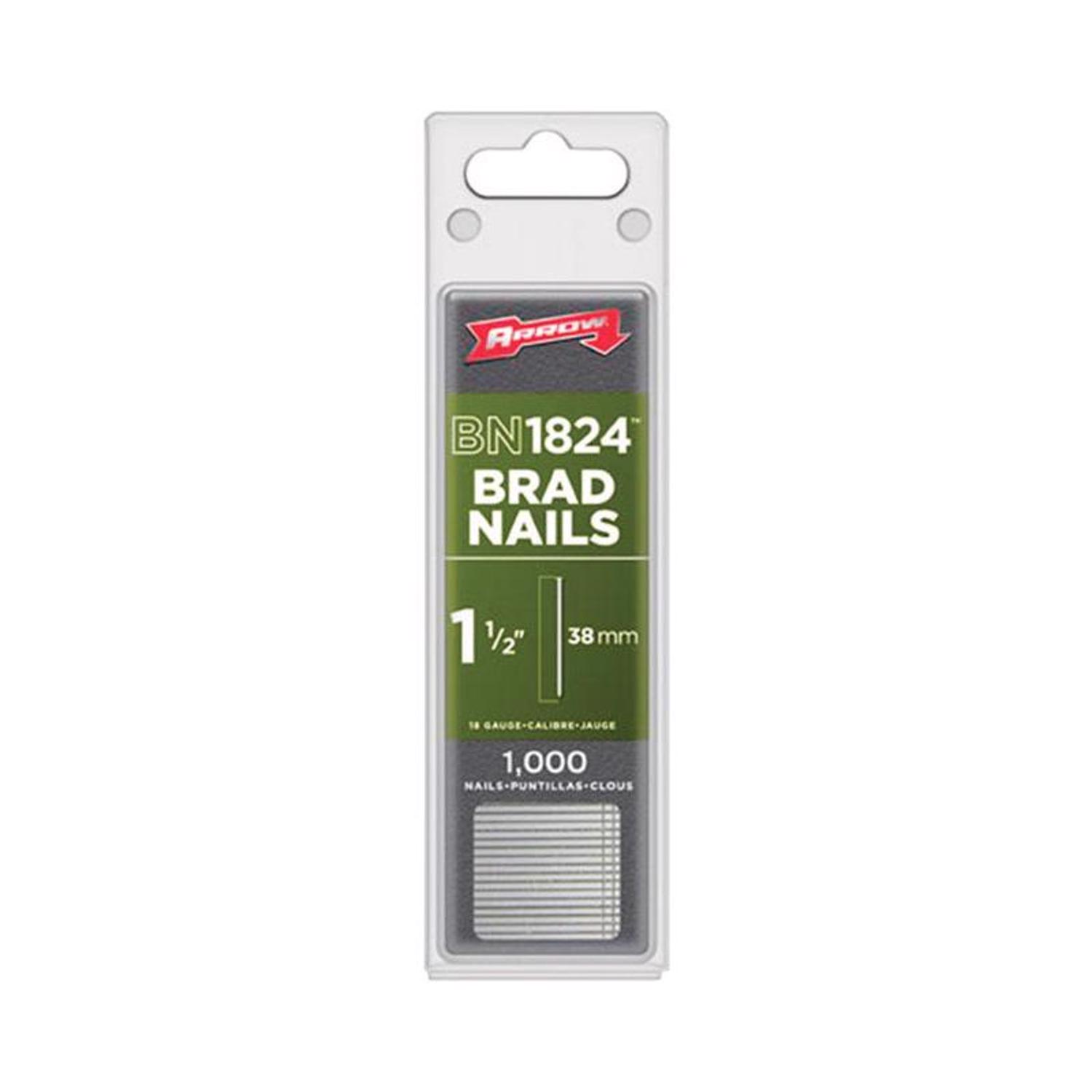 Arrow 1-1/2 in. 18 Ga. Straight Strip Galvanized Brad Nails 1，000 pk