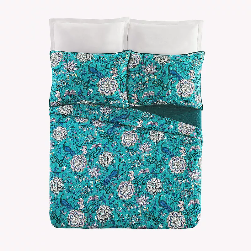 Vera Bradley Peacock Garden Quilt and Shams Set