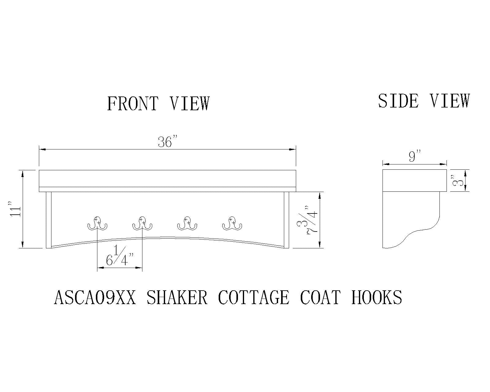 Alaterre Shaker Cottage Bench/Coat Hooks with Tray， Black