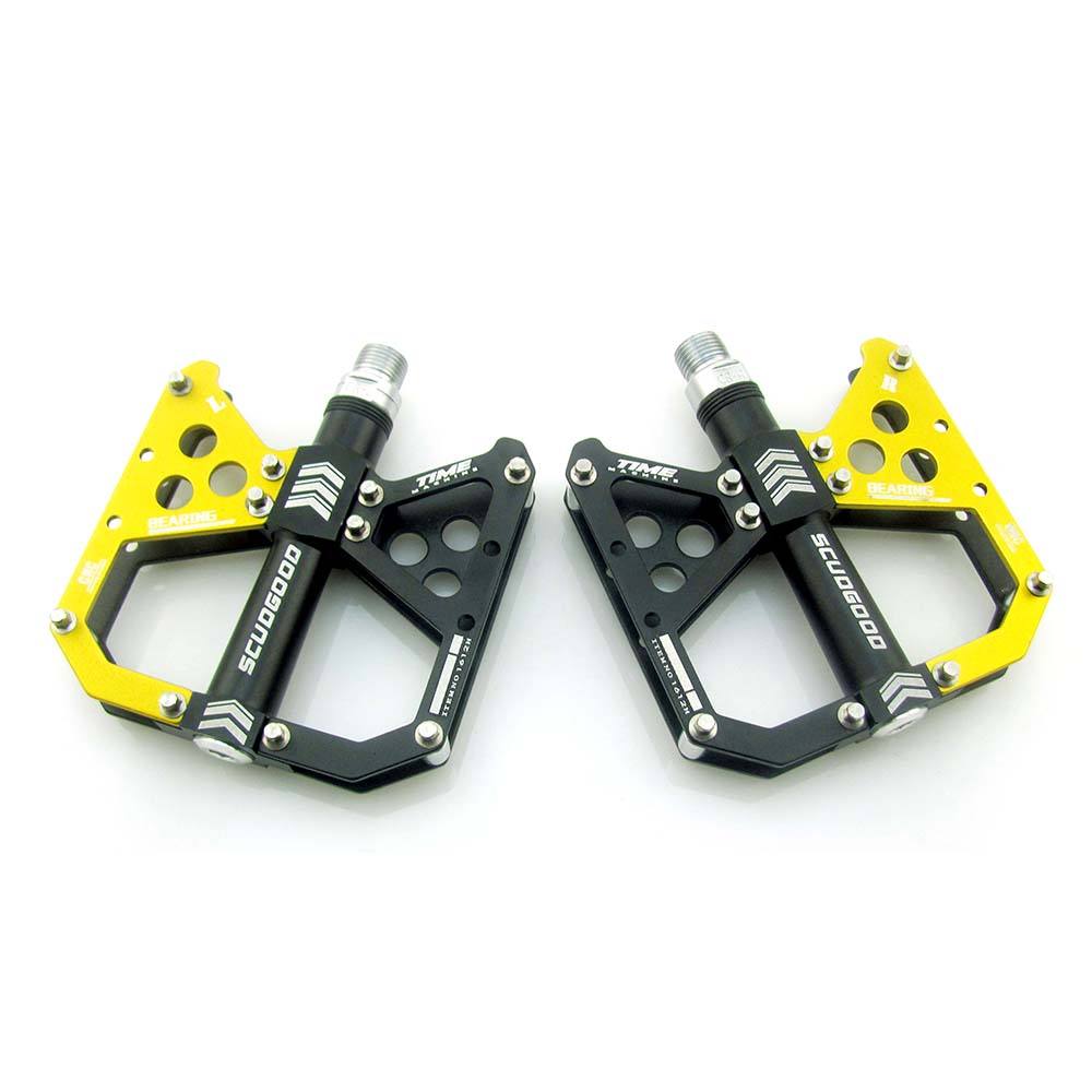 Bicolored aluminum cycling / bicycle foot pedals for MTB bike