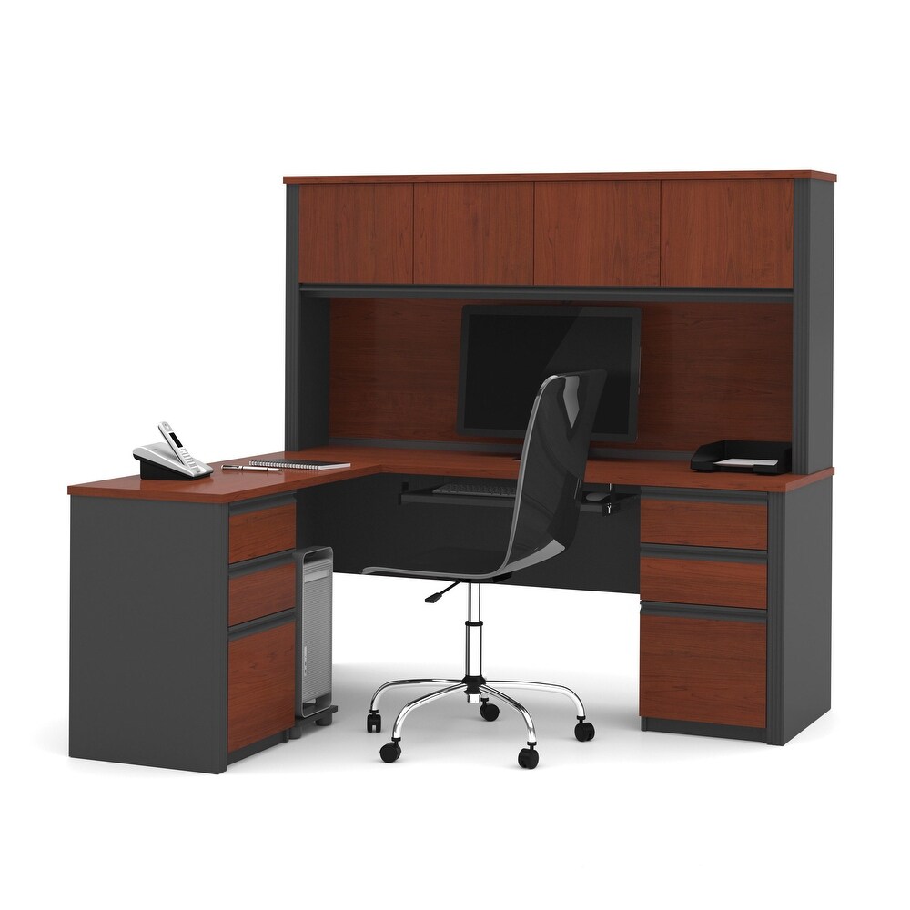 Bestar Prestige Plus L shaped Desk with Hutch