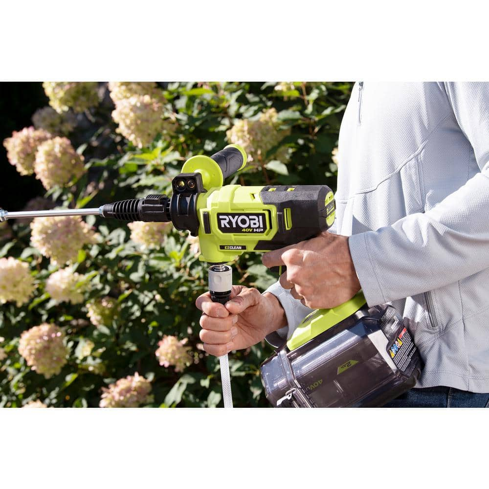 RYOBI 40V HP Brushless EZClean 600 PSI 0.7 GPM Cordless Battery Cold Water Power Cleaner with 2.0 Ah Battery and Charger RY124052K