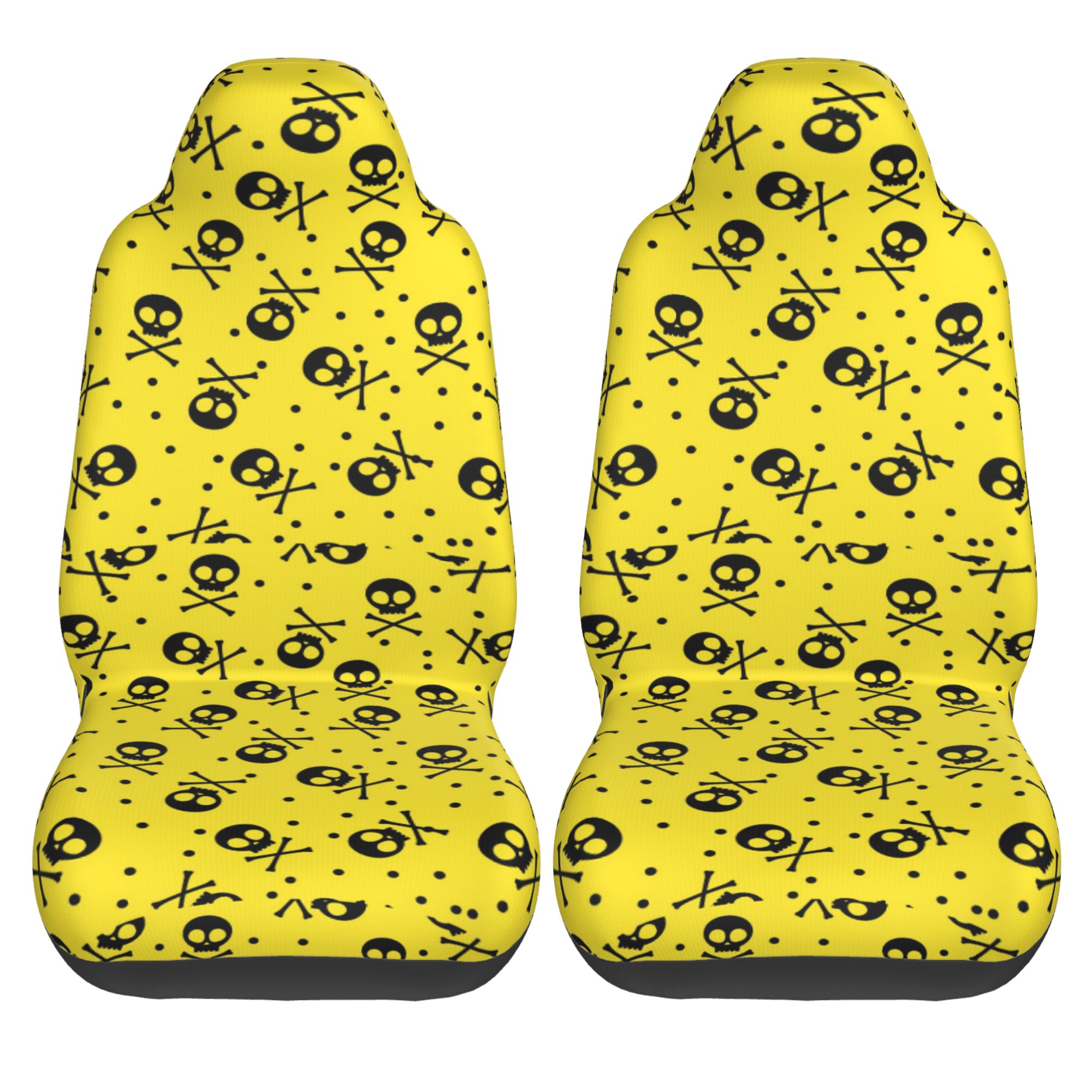 ZICANCN Car Seat Cover Skull Print Bones Yellow Car Front Seat Covers Protectors ， Automotive Seat Covers for Cars Trucks Suv