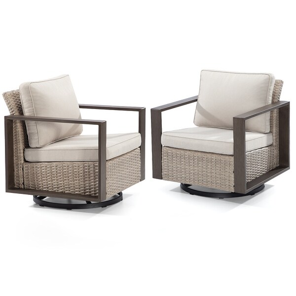 Cozywor 2Piece Patio Wicker Outdoor Rocking Chair with Metal Frame and Cushions