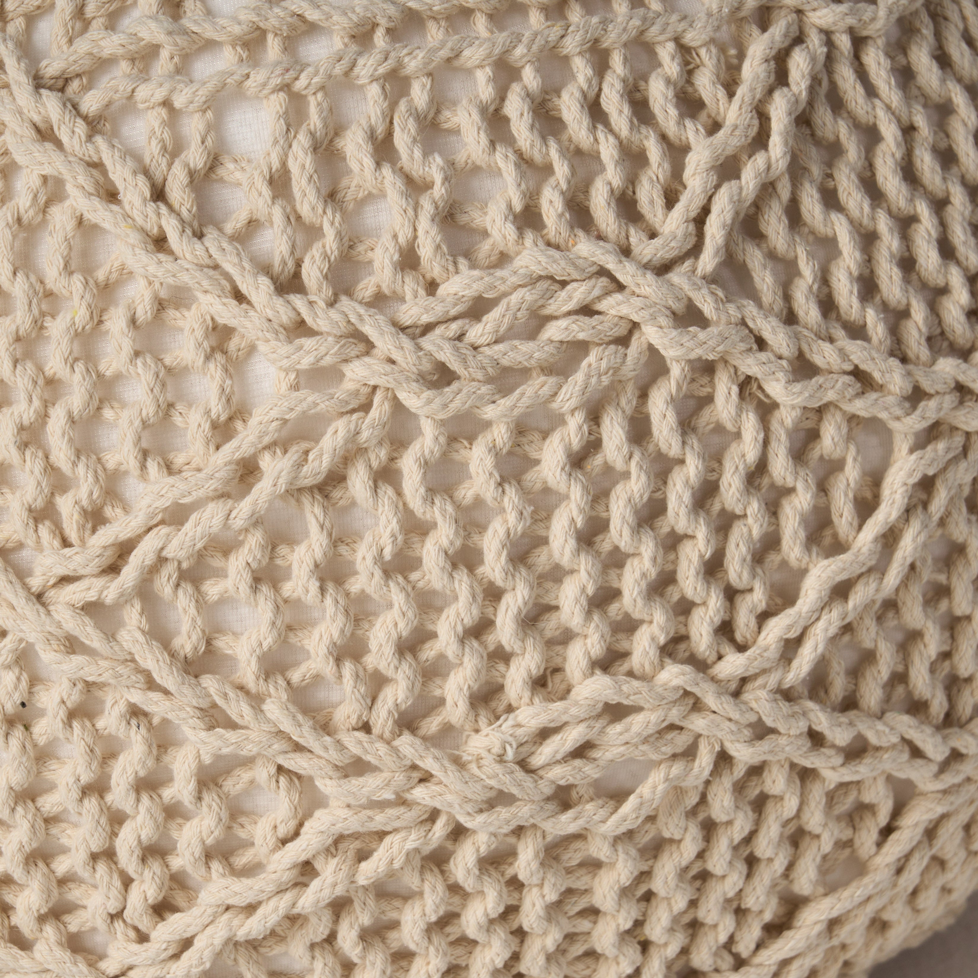 Woodbine Modern Knitted Cotton Round Pouf