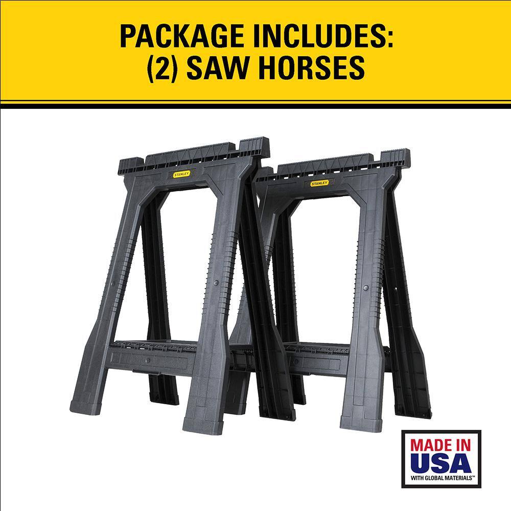 Stanley 32 in. H Plastic Folding Sawhorse (2 Pack) STST60952