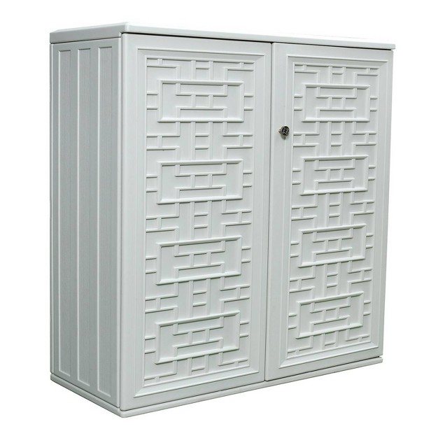 Wellfor 60 Gal Outdoor Patio Storage Cabinet Deck Box With 1 Shelf Beige