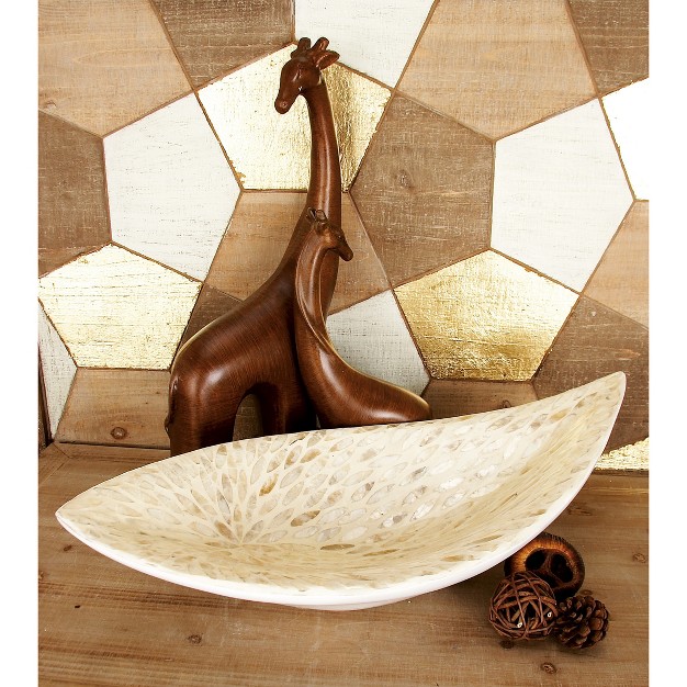 Decorative Bowl Beige Stone And White Olivia