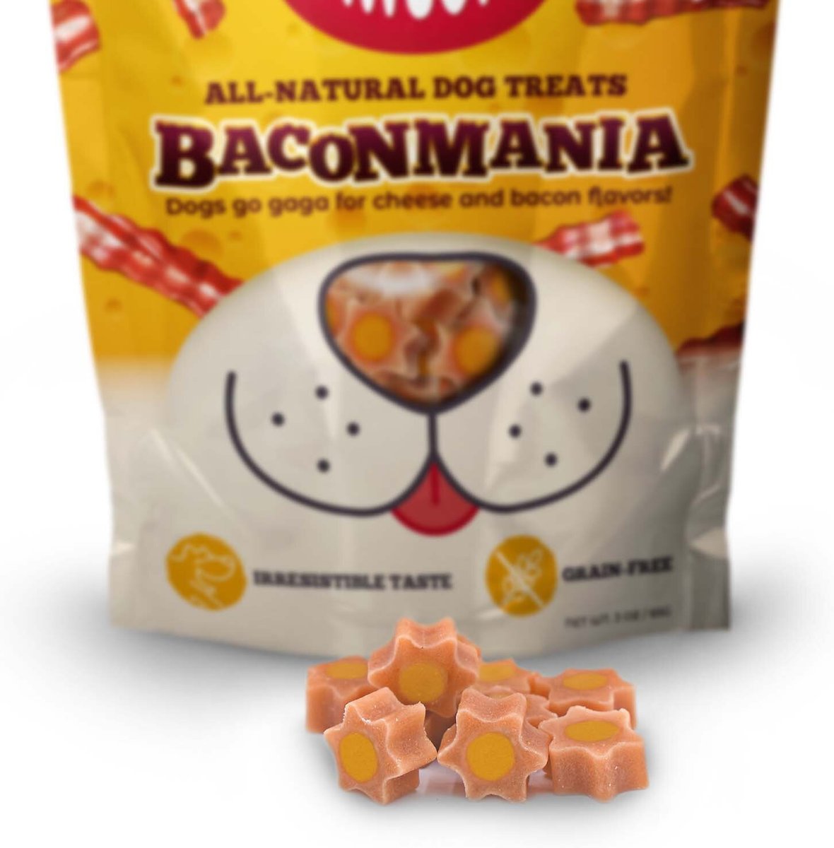 Awesome Pawsome Baconmania Dog Treats， 3-oz bag