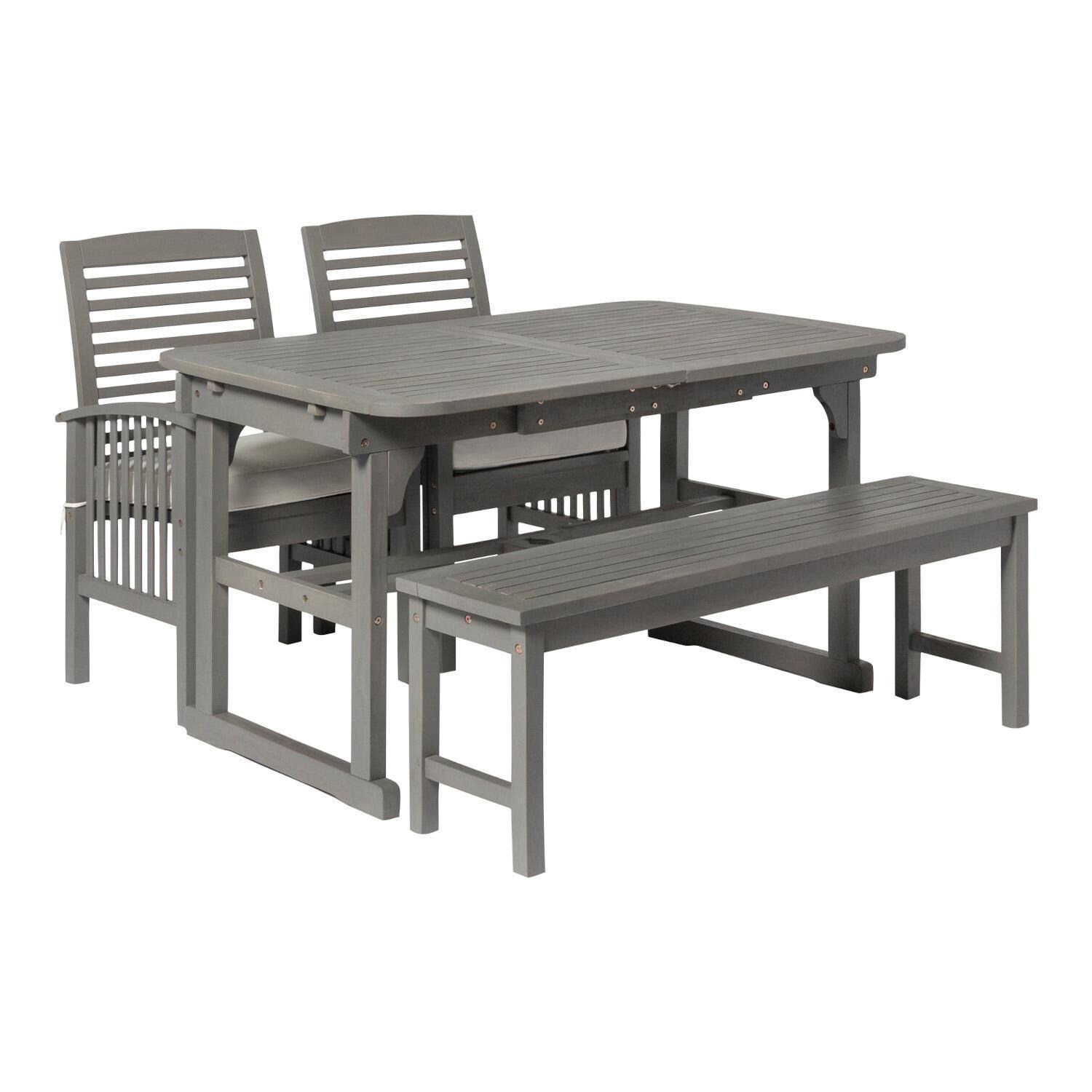 Ultimate Patio Horizon Way 4 Piece Acacia Patio Dining Set W/ 55-79 X 35 Inch Extension Rectangular Table