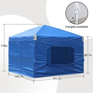 Aoodor 12 ft. x 12 ft. Pop Up Canopy Tent with Removable Sidewallwith Roller Bag-Blue 800-153-BL-C