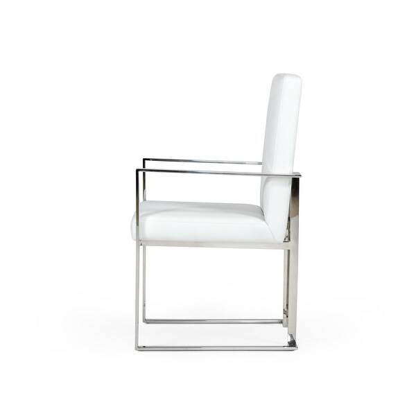 Modrest Fowler Modern White Eco-Leather Dining Armchair