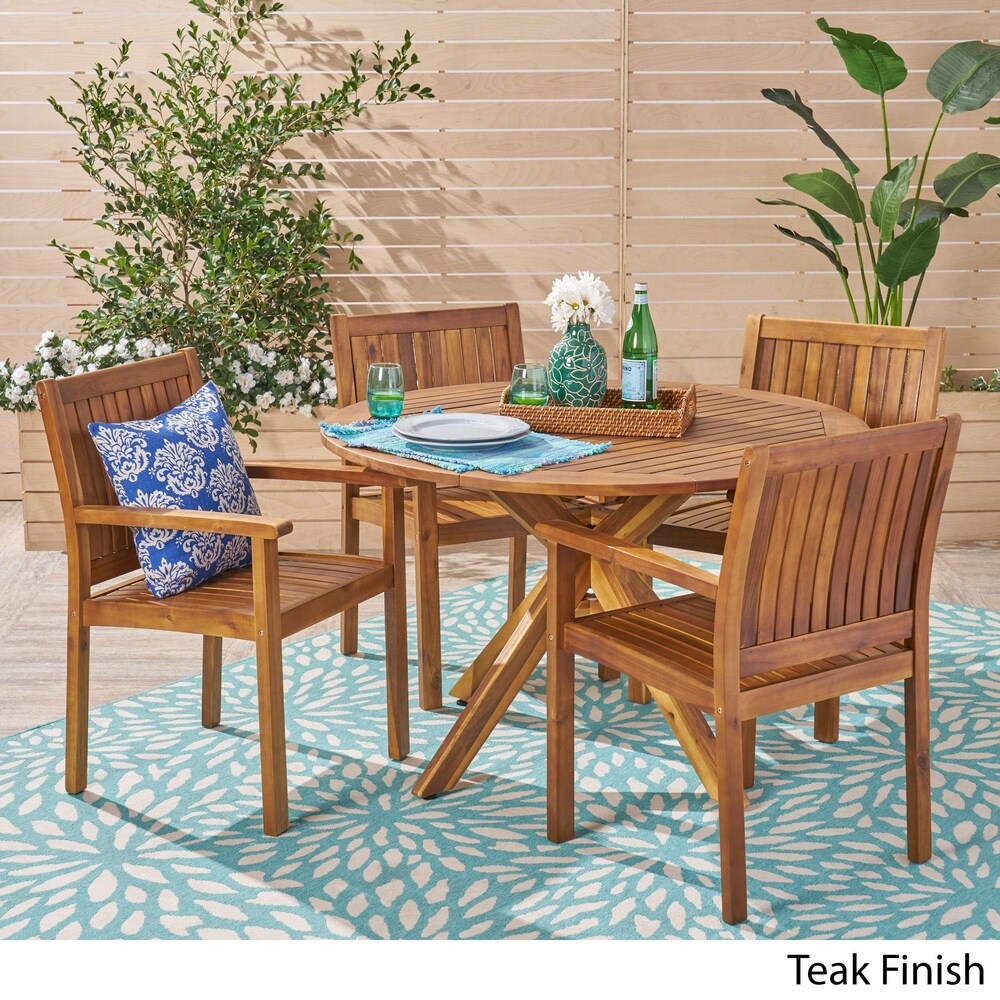 Karen Outdoor Five Piece Acacia Dining Set by Christopher Knight Home